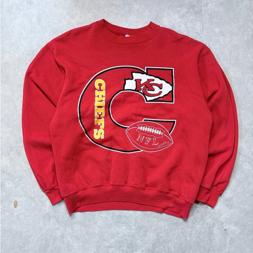 90s vintage Kansas City Chiefs Big C Red Crewneck -XL